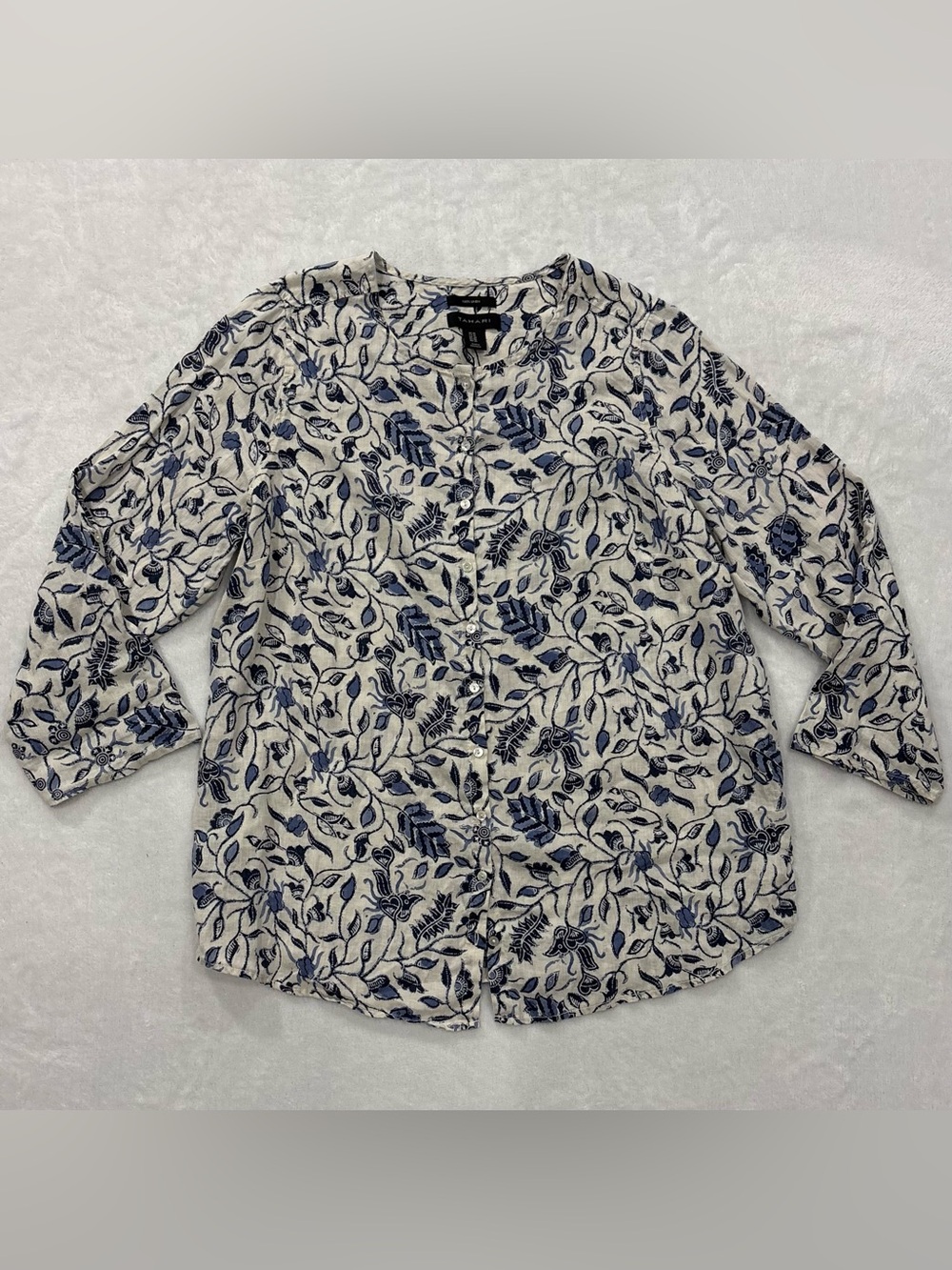 Tahari 100% Linen Roll Tab Sleeve Button Up Shirt Women’s Size 1X